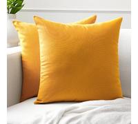 Encasa XO Set di 2 federe per cuscini in cotone I 20x20 in (50x50 cm) - Mango I Senza inserto I Tinta unita Square Federe I Lavabili in lavatrice | Solo per uso interno