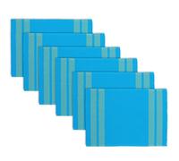Encasa XO Set di Tovagliette per Tavolo da Pranzo Set da 6 | Colore Ladder Turq Blue | Tovaglietta in Cotone a Coste Sottili | Dimensioni 46x32 cm | Lavabile in Lavatrice