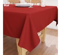 Encasa XO Tovaglia Dimensioni 140x140 cm | Tessuto in tela di cotone | Tinta unita Profondo rosso intenso | Tovaglia da pranzo per decorazione - Lavabile in lavatrice