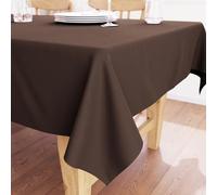 Encasa XO Tovaglia Dimensioni 140x140 cm | Tessuto in tela di cotone | Tinta unita Tortora scuro intenso | Tovaglia da pranzo per decorazione - Lavabile in lavatrice