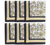 Encasa XO Tovaglioli da Tavola Set di 6 | Tovaglioli in Tela di Cotone con Stampa a Blocco Giallo-02, 45x45 cm | Stampa a Mano Jaipur Sanganeri