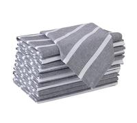 Encasa XO Tovaglioli di Cotone Set di 12 | Roma Stripes grigi | Dimensione 43x43 cm | Tovaglioli da Tavola | Lavabili in Lavatrice e Riutilizzabili