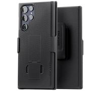 Encased Cover per Samsung Galaxy S22 Ultra Custodia Sottile con Supporto Cavalletto e Portacellulare Clip da Centura - Nera