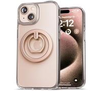 Encased Custodia ad anello, progettata per iPhone 15 (2023), cover trasparente ibrida con impugnatura magnetica rimovibile, supporto per telefono con cavalletto (compatibile con MagSafe)