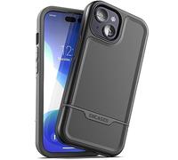 ENCASED Custodia antiurto compatibile con iPhone 16, custodia magnetica ultra protettiva, resistente, serie Rebel (nero, iPhone 15)