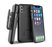 ENCASED - Custodia con clip da cintura per iPhone X/iPhone XS, con finitura gommata, compatibile con Apple iPhoneX/10, colore: nero