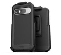 Encased Custodia da cintura per Google Pixel 9 / Pixel 9 Pro (6,3 pollici) con fondina clip (Falcon Shield) Ultra Protettiva Dual Layer Cover con Pellicola Protettiva in Vetro Temperato (nero)