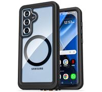 ENCASED Custodia impermeabile per Samsung Galaxy S25 Plus con pellicola protettiva integrata [antiurto] Protezione integrale a 360°, ricarica magnetica [compatibile MagSafe] (IP68) (trasparente/nero)