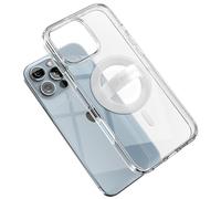 ENCASED Custodia per iPhone 16 Pro con supporto magnetico per le dita (compatibile con MagSafe), anello in silicone morbido al tatto (trasparente)