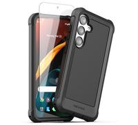 ENCASED Falcon - Custodia progettata per Samsung Galaxy S24 Plus con pellicola protettiva in vetro temperato, custodia protettiva integrale (nero) (S24+)