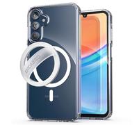 Encased MAG - Custodia per Samsung Galaxy A25 5G, con anello impugnatura, compatibile con MagSafe, custodia magnetica con supporto per telefono in silicone (trasparente)