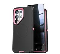 ENCASED Ranger - Custodia per Samsung Galaxy Ultra, con pellicola protettiva per lo schermo, colore: Nero/Rosa