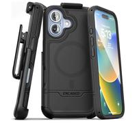 Encased Rebel-Armor - Custodia per iPhone 16 con clip da cintura, (compatibile con MagSafe), robusta custodia magnetica con fondina per telefono, colore: nero
