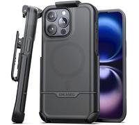 Encased Rebel-Armor - Custodia per iPhone 16 Pro Max con clip da cintura, (compatibile con MagSafe), robusta custodia magnetica con fondina per telefono, colore: nero