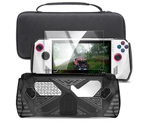 ENCASED Set di Accessori per Asus ROG Ally - Cover Portatile con Cavalletto, Custodia Rigida per il Trasporto e Pellicola Vetro Temperato Protettiva (Nero)