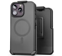 Encased SlimShield - Custodia con clip per cintura, compatibile con iPhone 15 Pro Max, con fondina per telefono (compatibile con accessori MagSafe, colore: Nero opaco