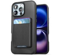 Encased SlimShield - Custodia per iPhone 16 Pro Max con porta carte, (compatibile con MagSafe), portafoglio magnetico staccabile e cover per telefono, da uomo, colore nero