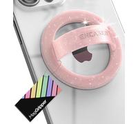 ENCASED Supporto magnetico per telefono (compatibile con MagSafe) anello in silicone sottile per iPhone (glitter rosa)