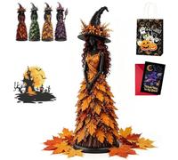 Enchanted Autumn Witch Figurine, Resin Halloween Statue for Mantel (#C,S)
