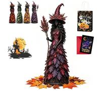 Enchanted Autumn Witch Figurine, Resin Halloween Statue for Mantel (#D,L)