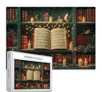 Enchanted Bookshelf 1000 pezzi puzzle per adulti e principianti Natale libreria puzzle puzzle di Natale 68,6 cm × 50,8 cm impegnativi giochi di attività familiari puzzle artigianali per la decorazione