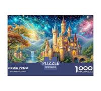 Enchanted Castle by Glowing River, Starry Sky Puzzle Da 1000 Pezzi Fantasy Architecture Divertimento Di Ingegno Per Adulti E Bambini 38x26cm/1000pcs