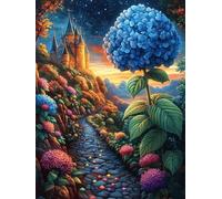 Enchanted Castle with Blue Hydrangea Puzzle 500 Pezzi Rompicapo Per Momentidi Pace Mitos Animal Planta Attività Solitaria Rilassante Antistress Naturale Regalo Per Chi Ama La Tranquillità 500 PCS