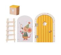 Enchanted Fairy Door For Classroom - Natural Wood Tiny, Imagination Station Wall Decor, DIY School Accessory, Flush Mount Miniature Gate, Durable Playroom Art Feature | For Kids