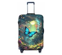 Enchanted Forest Butterfly A Travel Luggage Covers - Elasticità Valigie Coperture Protector per bagagli 45-81 cm, Nero , M
