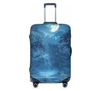 Enchanted Forest Night Sky con luna albero elastico viaggio valigia Protector stampa valigia copertura antigraffio, Nero , S