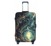 Enchanted Forest Skull Path Travel Luggage Covers - Elasticità Valigie Coperture Protector per bagagli 45-81 cm, Nero , M