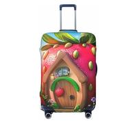 Enchanted Forest Strawberry Cottage Elastico Viaggio Bagagli Copertura Valigia, Stampa Valigia Copertura Bagagli Anti-Graffio, Nero , S