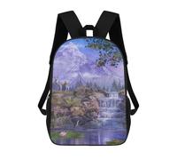 Enchanted Mountain Waterfall Scene Zaini Stampati in 3D Zaini Per Bambini Alla Moda Casual Zaino Da Giorno Borse Da Viaggio Carine Zaino Casual Da Giorno Per Esterni Per Ragazzo E Ragazza 17inch
