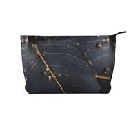 Enchanted Plant Leaves Chiusura a cerniera Borsa per il trucco in velluto a coste Organizer multifunzionale 22x7x17cm per Viaggi Campeggio Vacanze Fitness, Nero , Taglia unica