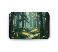 Enchanted Wilderness Fantasy on Dark Green Area Tappeto Grande Stanza Tappeti in Velluto Corallo Zerbino con Retro in Gomma Antiscivolo Vasche da Bagno Tappeto Elegante Tappeto Lavabile per Sala