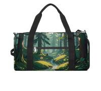 Enchanted Wilderness Fantasy on Dark Green Borsa da palestra per uomini e donne resistente all'acqua Borsone da viaggio leggero borsa per viaggi sport, bianco, taglia unica