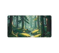 Enchanted Wilderness Fantasy on Dark Green Keyboard Mat grande tappetino per mouse da gioco, tappetino antiscivolo per scrivania, lavoro e casa, 30 x 60 cm