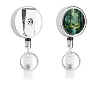 Enchanted Wilderness Fantasy su bobina retrattile verde scuro, grazioso porta badge infermieristico con robusta clip a coccodrillo portachiavi per infermieri, insegnanti, ufficio, lavoro, donne