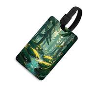 Enchanted Wilderness Fantasy su etichetta per bagagli verde scuro Etichette divertenti per bagagli Etichette identificative per zaini Etichette uniche per borse da viaggio Etichette per nome ID
