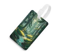 Enchanted Wilderness Fantasy su etichetta per bagagli verde scuro Etichette divertenti per bagagli Etichette identificative per zaini Etichette uniche per borse da viaggio Etichette per nome ID