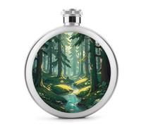 Enchanted Wilderness Fantasy su fiaschetta rotonda verde scuro fiaschetta portatile in acciaio inox 141,7 g fiaschetta whisky per uomo donna