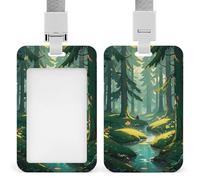 Enchanted Wilderness Fantasy su porta badge verde scuro in plastica rigida, custodia protettiva per nome, chiavi, carte d'identità, carte di credito e chiavi di prossimità