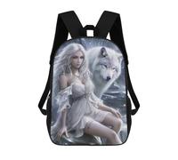 Enchanted Winter Fairy with Wolf Zaino Scolastico Stampato in 3D Zaino Scolastico Per Bambini Zaini Scolastici Zaini Da Viaggio Borsa Casual Alla Moda Per Bambini Studenti Scolastici 17inch