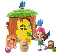 Enchantimals -Capanna sull'albero di Peeki il Pappagallo con Bambola,5 Animali e Accessori, Giocattolo per Bambini 4+ Anni, GTM49