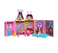 Enchantimals - Casetta dell'amicizia, casa delle bambole con mobili, 1 bambola e amico degli animali domestici, giocattolo con 7 aree giochi e 24 accessori, HXL53