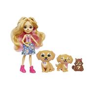 Bambola Enchantimals Golden Retriever con cuccioli e scoiattolo