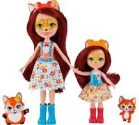 Enchantimals HCF81 - Felicity Fox e sorellina (circa 15 cm e circa 10 cm) e 2 figure di animali, gonna rimovibile e accessori, ottimo regalo per bambini dai 3 anni in su