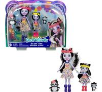 Enchantimals HCF82 - Sage Skunk e sorellina (circa 15 cm e circa 4 cm) e 2 figure di animali, gonna rimovibile e accessori, ottimo regalo per bambini dai 3 anni in su