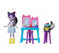 Enchantimals- Postazione Vanity con Bambola di Sage la Puzzola, Cucciolo Caper e Accessori di Bellezza, Giocattolo per Bambini 3+Anni, GJX34