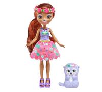 Enchantimals Sunshine Beach - Oneda la Lontra e Kelpie, Bambola alla Moda con Lunghi Capelli, Costume e Gonna e Super Amica cucciola da Abbinare, Giocattolo per Bambini, 4+ Anni, HXB98